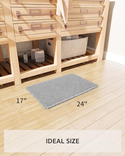 tchdio Waffle Bath Mat Rug, Super Absorbent Non Slip Bath Mats for Bathroom Mat Ultra Soft Bathmat Machine Washable Bathroom Rugs with Tassels, Bath Rugs Beside Tub, 18" x 30"