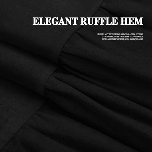 Farmhouse Shower Curtain Ruffle Linen Flax Black 72" W x 96" L