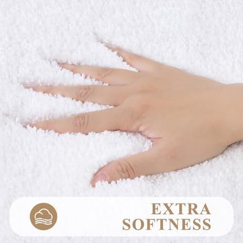 Pauwer Bathroom Rugs Sets 2 Piece, Non Slip Washable Bath Mat, White
