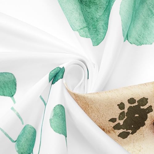 Gibelle Mint Green Beige Watercolor Floral Fabric Shower Curtain, 72x72