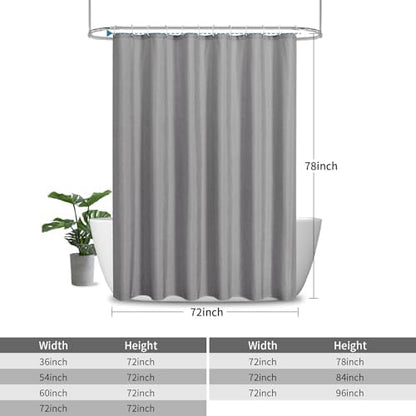 Fabric Long Shower Curtain with Waterproof Layer,72x78,Grey