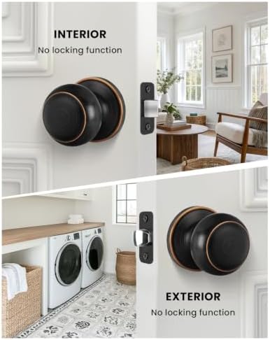 Haidms 1 Pack Oil Rubbed Bronze Passage Door Knob, Bronze Closet Door Knobs, Passage Doorknob Interior for Closet or Hall, Hallways
