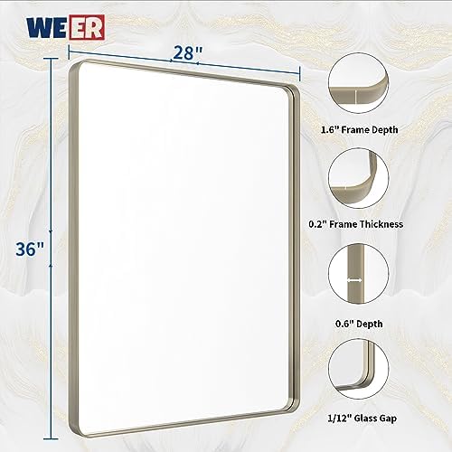 WEER Brushed Nickel Bathroom Vanity Mirror 28X36 Inch