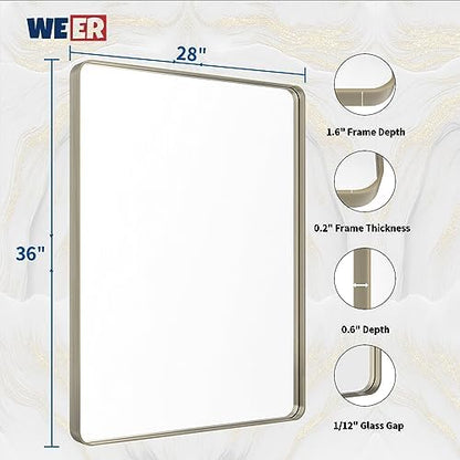 WEER Brushed Nickel Bathroom Vanity Mirror 28X36 Inch