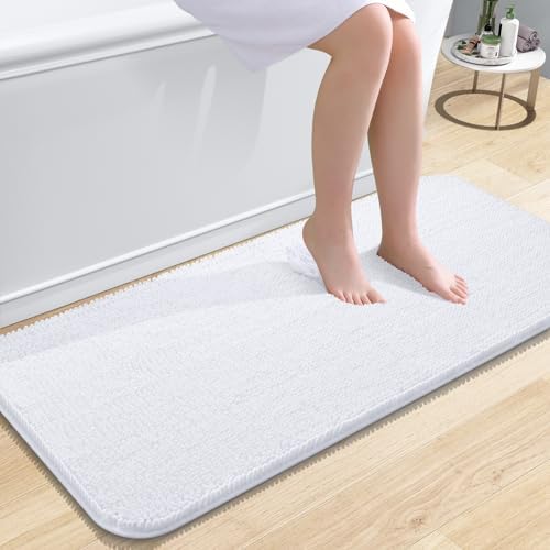 OLANLY Bathroom Runner Rugs 47x20, Extra Soft Absorbent Chenille Bath Rugs