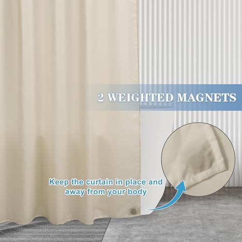 Nasitos Fabric Shower Curtain Liners with Magnets 2 Pack 70X72 Inch White