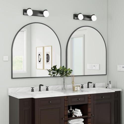 BEAUTYPEAK 31"x32" Arch Bathroom Wall Mirror, Black