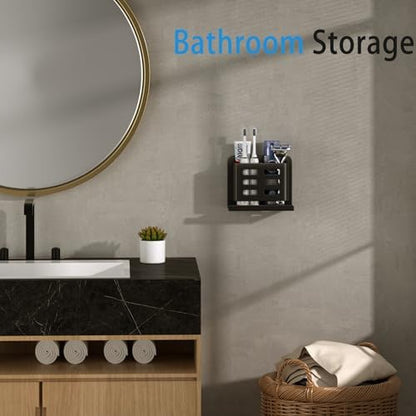 Black Toothbrush Holder wall Mount, Aluminum，No Drilling Required