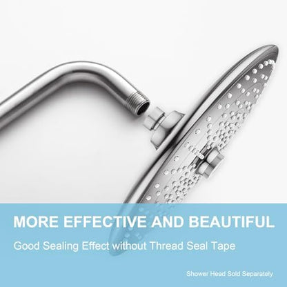 OFFO Shower Arm with Flange, 16 in Brushed Nickel Wall Mount Replacement Angle Shower Head Arm Wall-Mounted For Fixed Shower Head & Handheld Showerhead