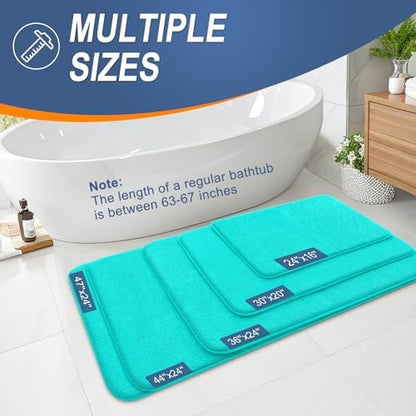 OLANLY Memory Foam Bathroom Runner Rug 44x24, Absorbent Long Bath Mat, Teal