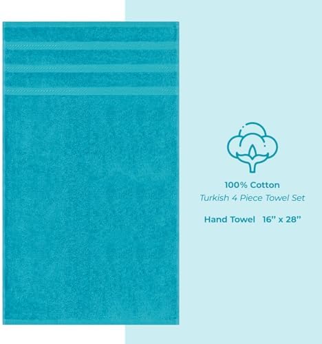 American Soft Linen 100% Cotton Luxury Turkish Towels, 4 PC Hand Towel Set