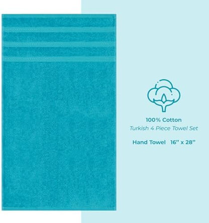 American Soft Linen 100% Cotton Luxury Turkish Towels, 4 PC Hand Towel Set