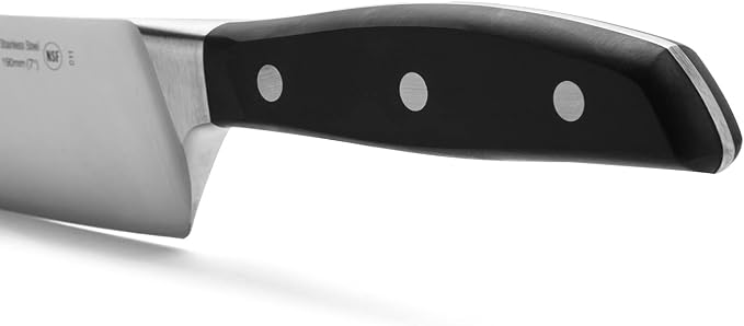 Arcos Forged Rocking Santoku Knife 7 Inch Stainless Steel. Japanese Sharp Kitchen Knife for Fish, Meat and Vegetables. Ergonomic Polyoxymethylene Handle and 190mm Blade. Series Manhattan. Color Black