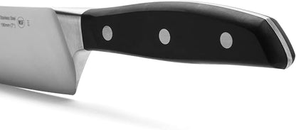 Arcos Forged Rocking Santoku Knife 7 Inch Stainless Steel. Japanese Sharp Kitchen Knife for Fish, Meat and Vegetables. Ergonomic Polyoxymethylene Handle and 190mm Blade. Series Manhattan. Color Black