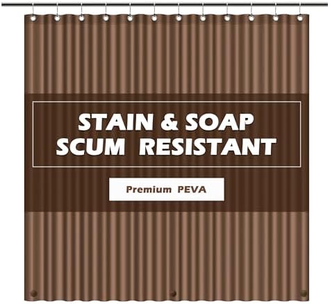 EHZNZIE Brown Shower Curtain Liner 72x72, PEVA Waterproof Bath Curtain, No Chemical Smell, 3 Weighted Magnets, Durable with Rustproof Metal Grommets