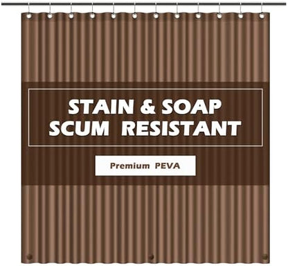 EHZNZIE Brown Shower Curtain Liner 72x72, PEVA Waterproof Bath Curtain, No Chemical Smell, 3 Weighted Magnets, Durable with Rustproof Metal Grommets