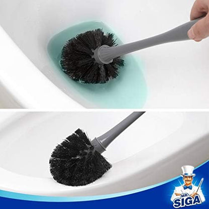 MR.SIGA Toilet Plunger and Brush Combo for Toilet Cleaning, Gray, 2 Set (Pack of 6)
