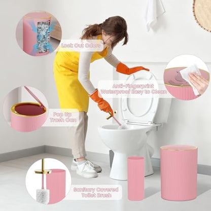 Light Pink Bathroom Accessories Set - Apartment Bathroom Sets