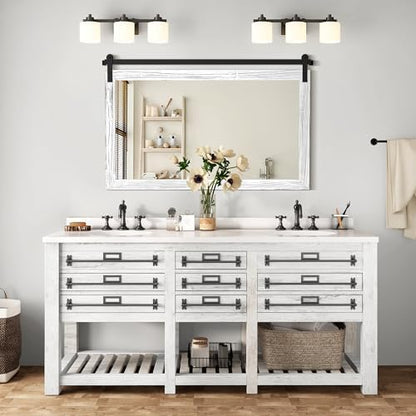 COGOOD Farmhouse Bathroom Mirrors for Over Sink - 30 x 49 White
