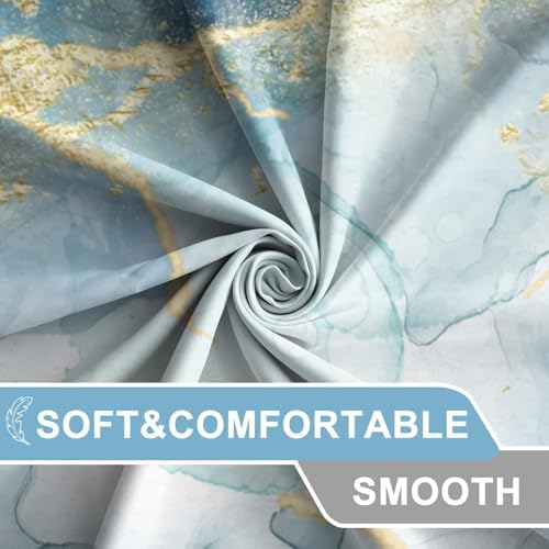 AWERT Teal Marble Shower Curtain for Bathroom Waterproof Quick-Drying Modern Abstract Shower Curtain Set with Hooks 72x78 Inch