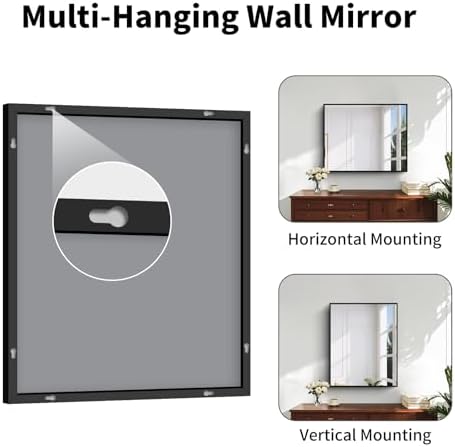 Koonmi Black Bathroom Mirror for Over Sink,Metal Framed 30"x22" Wall Mirror
