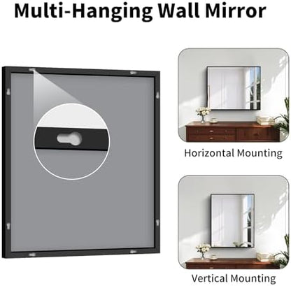 Koonmi Black Bathroom Mirror for Over Sink,Metal Framed 30"x22" Wall Mirror