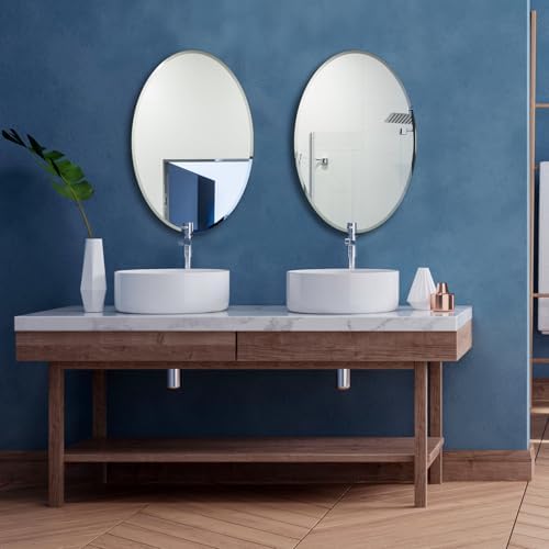 Bathroom Mirror for Over Sink 20" x 28" Oval Frameless Wall Mirror
