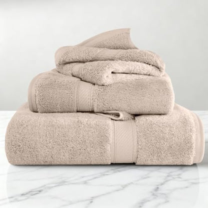SUPERIOR Egyptian Cotton Ultra Plush & Absorbent, 3 Piece Set, Stone
