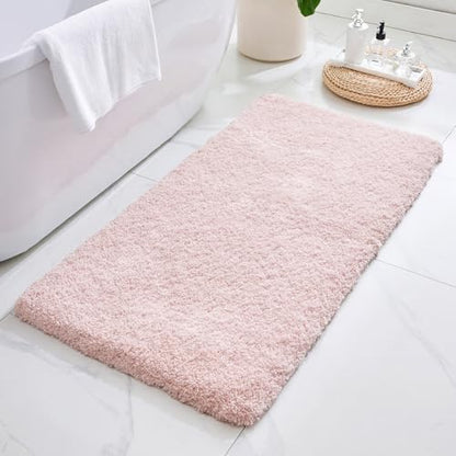 ILANGO Pink Bathroom Rugs 70" × 24" Non Slip & Super Absorbent Extra Thick Soft, Washable Bath Carpet Runner for Floor, Microfiber Plush Shaggy Bath Mats with Rubber for Bedroom Bathtub Shower Room