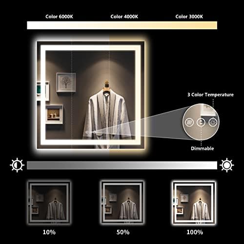 36x36 LED Bathroom Mirror with Lights, Lighted Vanity Mirror
