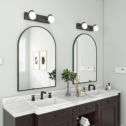 BEAUTYPEAK 20"x30" Arch Bathroom Wall Mirror, Black