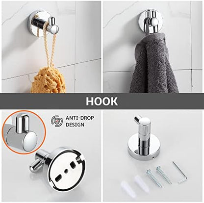 BGL Bathroom Accessory Set Chrome 4 Pieces Bathroom Towel Rack 24 Inches Adjustable Bathroom Hardware Set