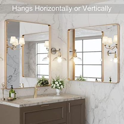LOAAO 30"X36" Gold Bathroom Mirror