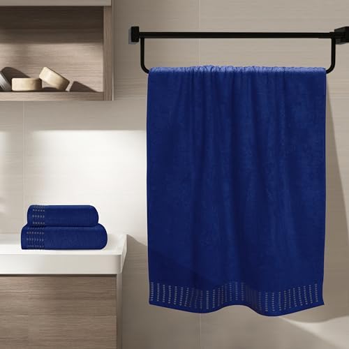 BELIZZI Home Ultra Soft 3 Pack Cotton Towel Set, Contains a Bath Towels 28x55 inch, a Hand Towels 16x24 inch & a Wash Coths 12x12 inch, Ideal Everyday use, Compact & Lightweight - Navy Blue