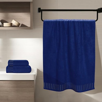 BELIZZI Home Ultra Soft 3 Pack Cotton Towel Set, Contains a Bath Towels 28x55 inch, a Hand Towels 16x24 inch & a Wash Coths 12x12 inch, Ideal Everyday use, Compact & Lightweight - Navy Blue