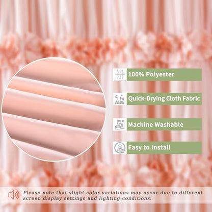 Homechoice Decor Peach Ruffle 72x96 Inch Shower Curtain
