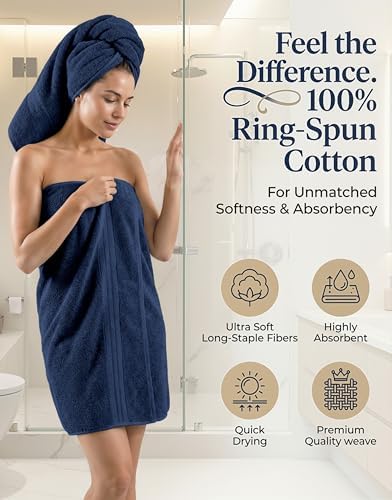 LANE LINEN Bathroom Towel Set 24 Piece Soft Absorbent Quick Dry - Navy