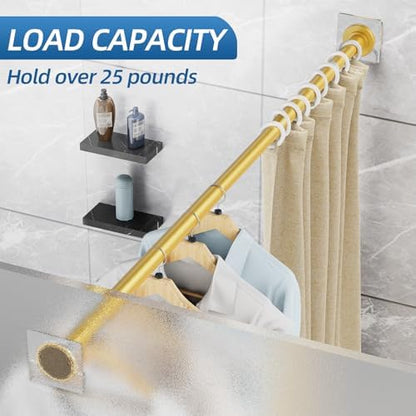 CorkLatta Gold Adjustable Shower Curtain Rod 32 to 68 inch with 2 Holders
