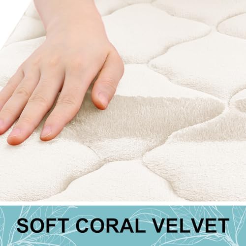 OLANLY Memory Foam Bath Mat Rug 59x24, Ultra Soft Bathroom Rugs, Ivory