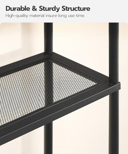 HOOBRO Over the Toilet Storage, 3-Tier Over Toilet Bathroom Organizer, Freestanding Above Toilet Shelf with Adjustable Feet, Space Saving, Easy Assembly, Greige and Black BG63TS01