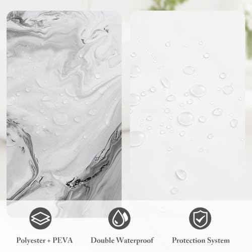 3 in 1 Grey Marble Shower Curtain Set with PEVA Liner & 12 Hooks, 72 x 72