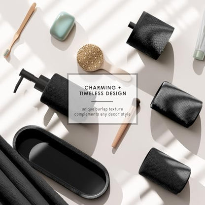 Clara Clark Bathroom Set - Black Bathroom Accessories Set, 19PC Bathroom Accessory Set, Bathroom Sets with Shower Curtain Set, Soap Dispenser & Toothbrush Holder