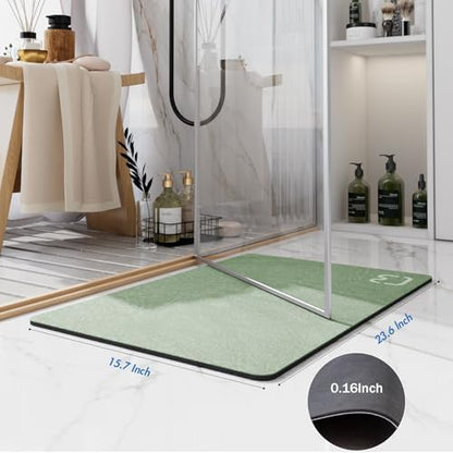 Diatomaceous Earth Bath Mat Stone Bath Mats for Bathroom,15.7"x23.6",Sage