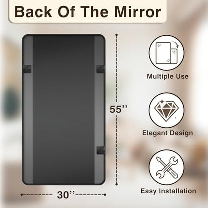 Vanity Bathroom Mirror, 30”x55” Black Bathroom Mirror for Over Sink