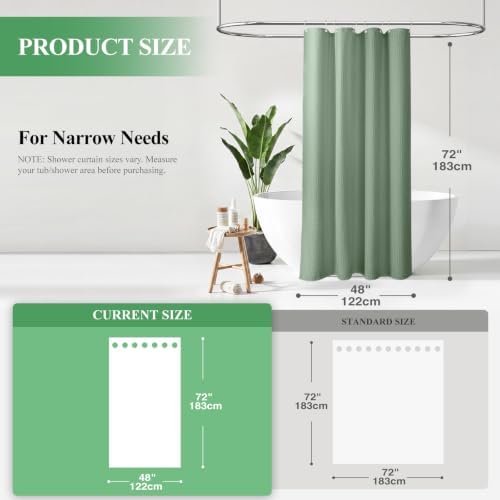 Dynamene Stall Waffle Shower Curtain 256 GSM Heavy Fabric 48x72 Sage Green
