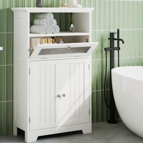 ChooChoo Bathroom Cabinet with Flip Glass Drawer,Freestanding