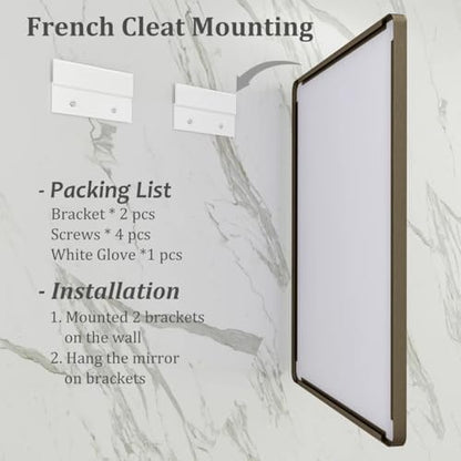 60x30 Inch Bronze Bathroom Mirror for Wall