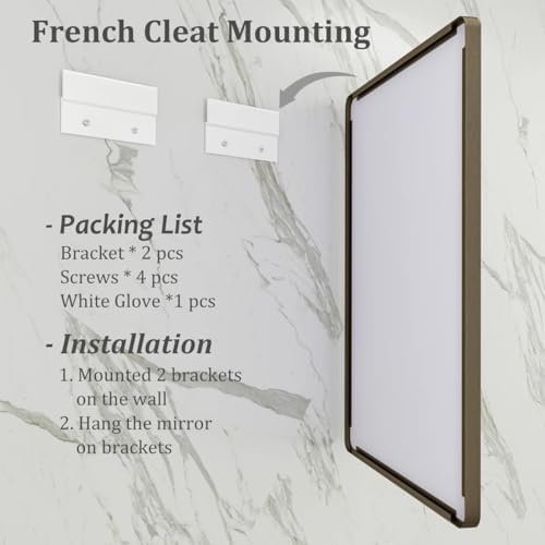 55x30 Inch Brushed Bronze Bathroom Mirror for Wall