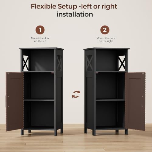 Homhedy Farmhouse Bathroom Storage Cabinet with Doors, Small Floor Cabinet