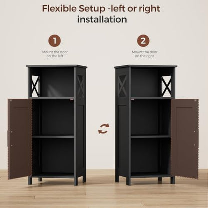 Homhedy Farmhouse Bathroom Storage Cabinet with Doors, Small Floor Cabinet